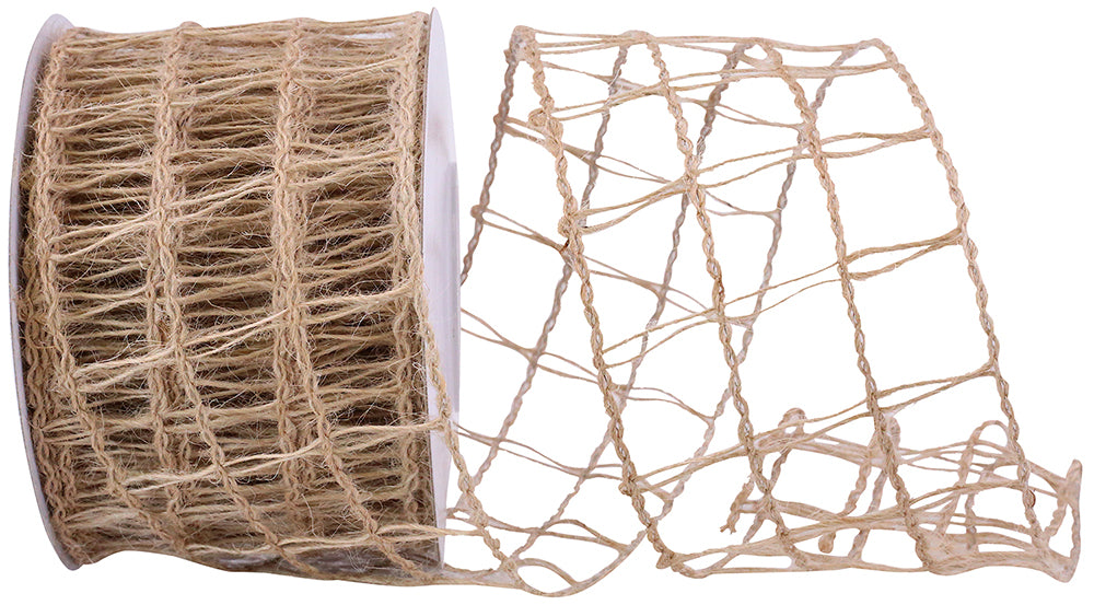Natural Jute Wired Edge Ribbon 2-1/2 Inch for Wreaths