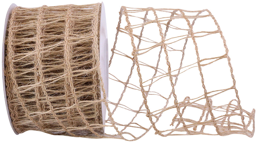 Natural Jute Wired Edge Ribbon 2-1/2 Inch for Wreaths