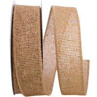 Burlap Wired Edge Ribbon Natural 1-1/2 Inch for Wreaths