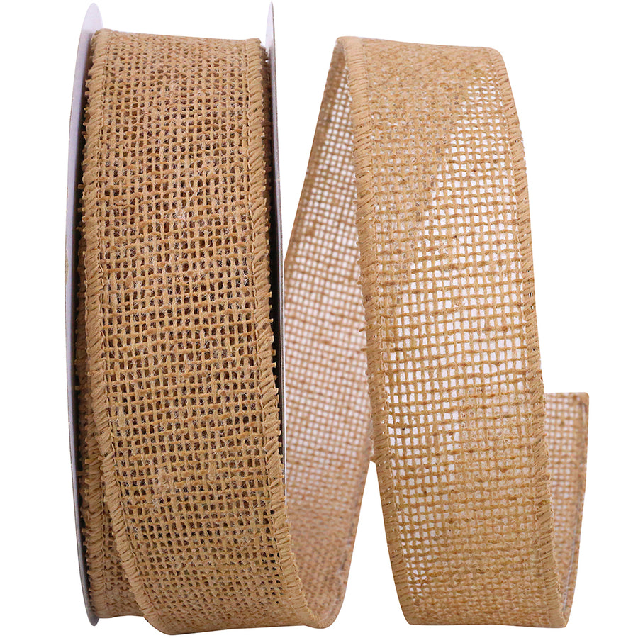 Burlap Wired Edge Ribbon Natural 1-1/2 Inch for Wreaths