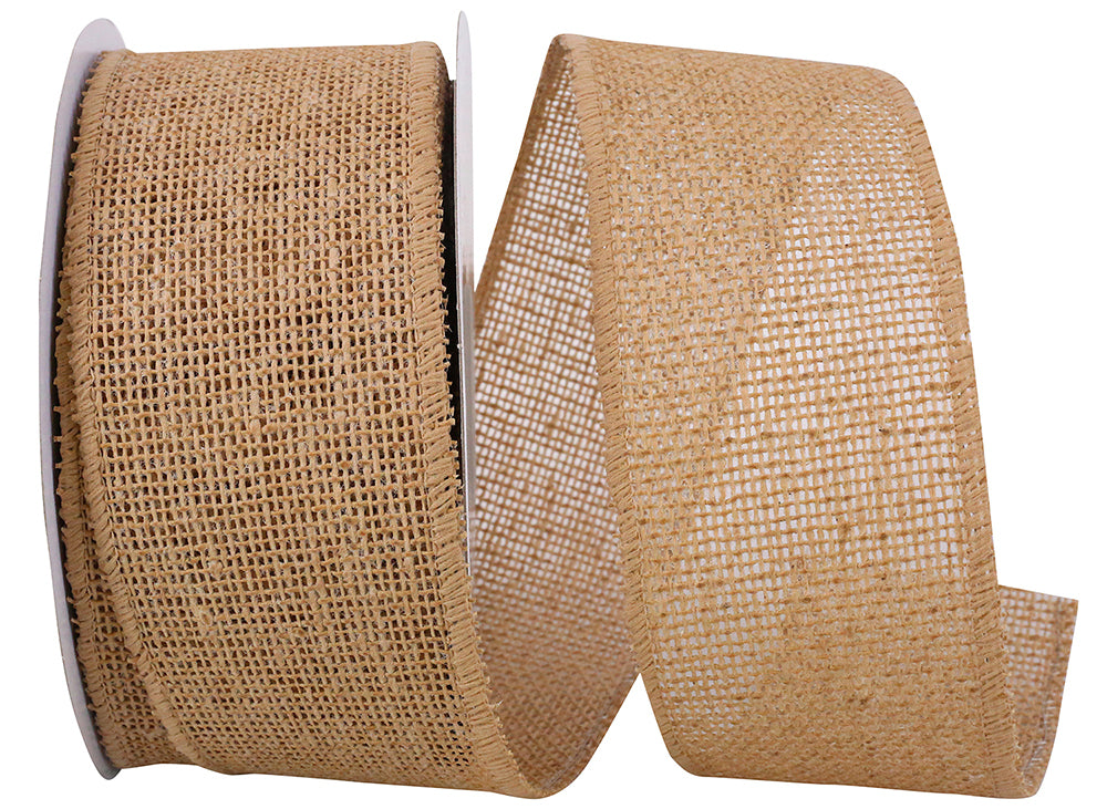 Burlap Wired Edge Ribbon Natural 2-1/2 Inch for Wreaths