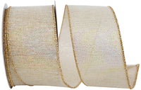 Linen Glimmer Harmony Ribbon Ivory Gold 2-1/2 Inch