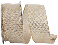 Gold Metallic Tile Link Wired Edge Ribbon 1-1/2 Inch
