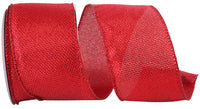Red Metallic Tile Link Wired Edge Ribbon 2-1/2 Inch