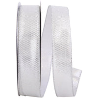 Silver 1-1/2 Inch Metallic Tile Link Wired Edge Ribbon