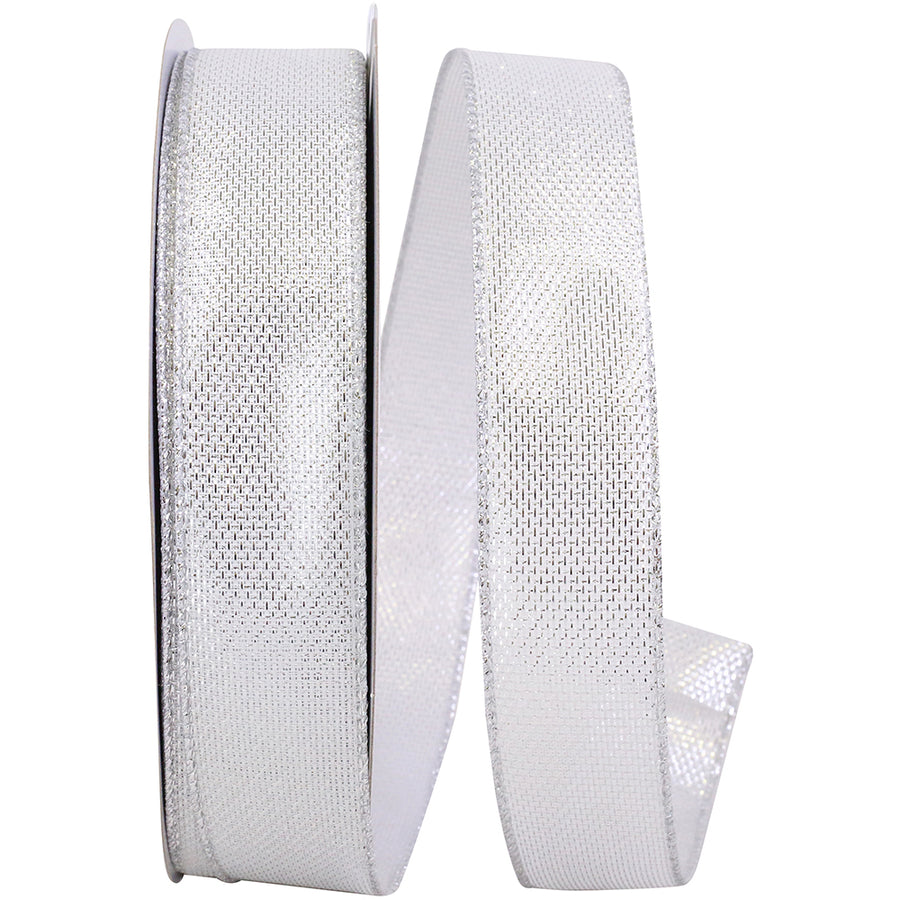 Silver 1-1/2 Inch Metallic Tile Link Wired Edge Ribbon