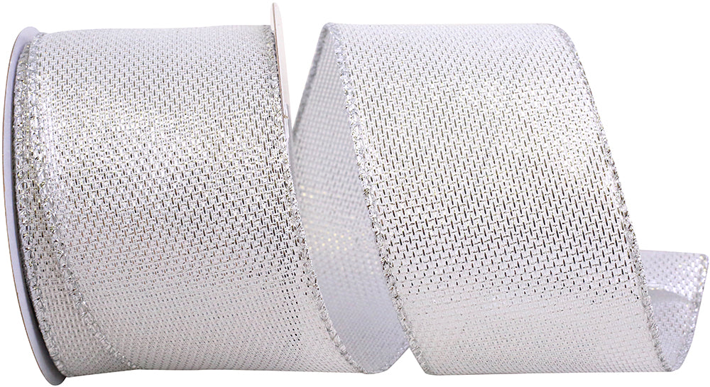 Metallic Silver Wired Edge Ribbon 2-1/2 Inch for Wreaths