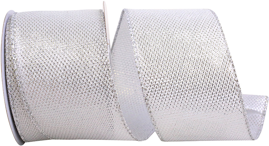 Metallic Silver Wired Edge Ribbon 2-1/2 Inch for Wreaths