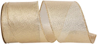 Gold Metallic Glimmer Wired Edge Ribbon 2-1/2 Inch