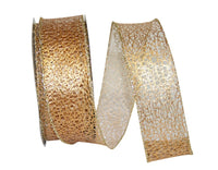 Gold Metallic Wired Edge Ribbon 1-1/2 Inch for Wreaths