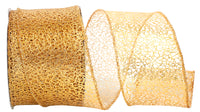 Gold Metallic Wired Edge Ribbon 2-1/2 Inch for Wreaths