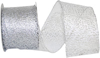 Silver Metallic Wired Edge Ribbon 2-1/2 Inch for Wreaths