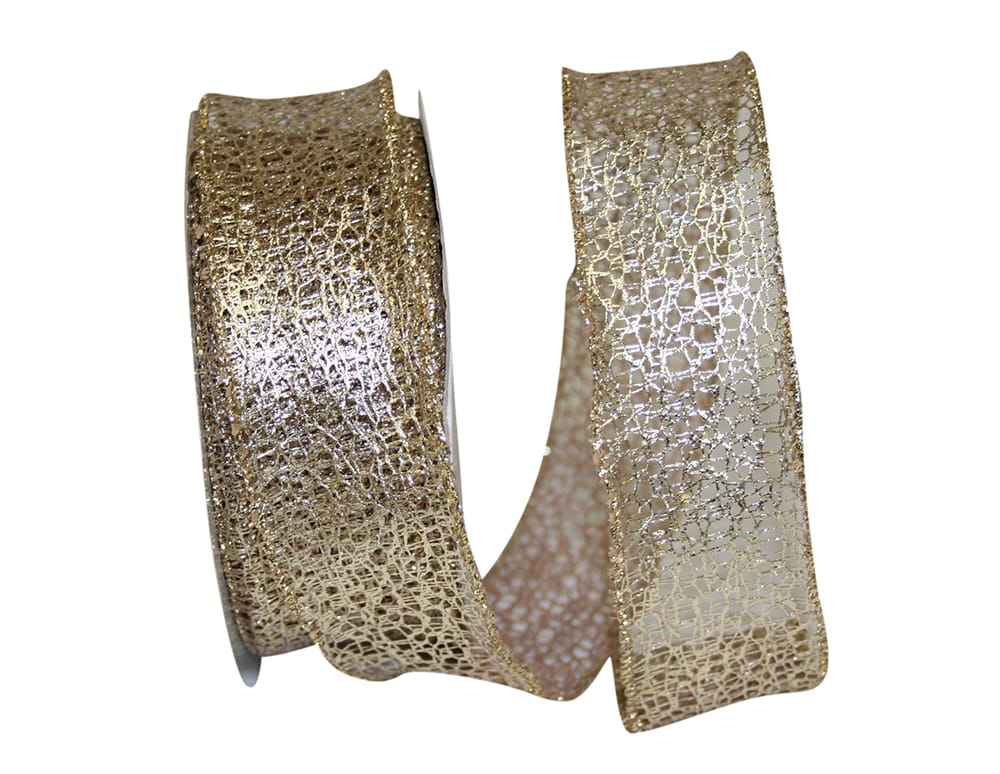 Platinum Metallic Wired Edge Ribbon 1-1/2 Inch 20 Yards