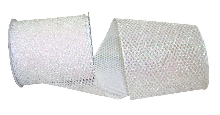 Iridescent Glitter Net Wired Edge Ribbon 4 Inch for Bows