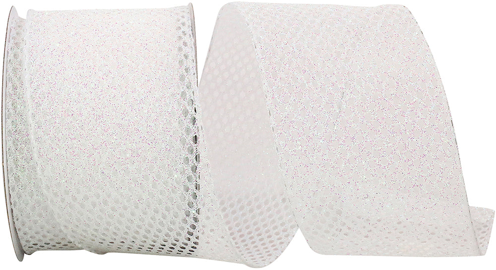 Iridescent Glitter Net Wired Edge Ribbon 2-1/2 Inch