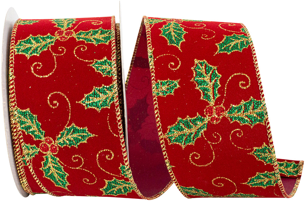 Burgundy Velvet Wired Edge Ribbon 2-1/2 Inch for Bows