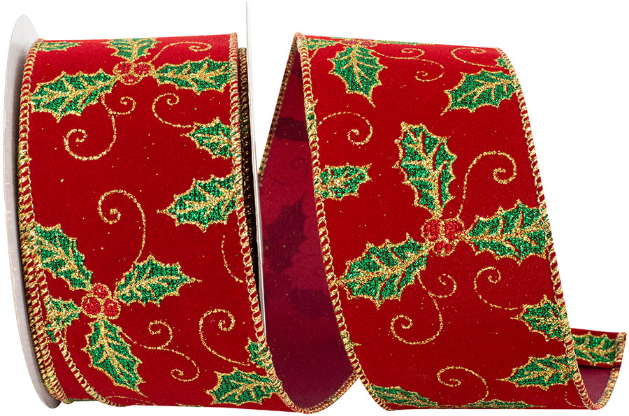 Burgundy Velvet Wired Edge Ribbon 2-1/2 Inch for Bows