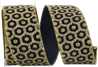 Gold Silver 2-1 2 Inch Roccoco Jewel Gold-Silver Wired Edge Ribbon for Wreaths & Bows
