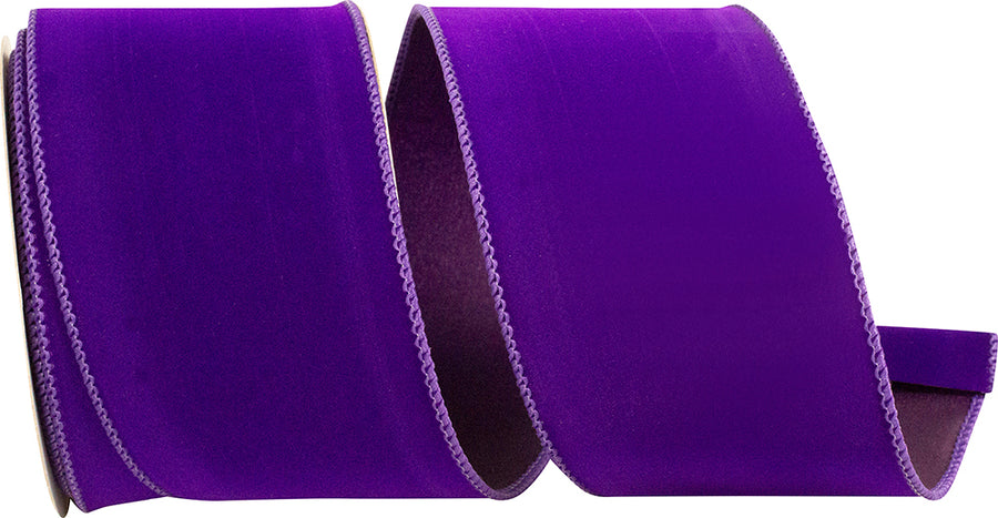 Purple 2-1 2 Inch Velvet Color Wired Edge Ribbon for Wreaths & Bows
