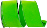 Lime 2-1 2 Inch Velvet Color Wired Edge Ribbon for Wreaths & Bows