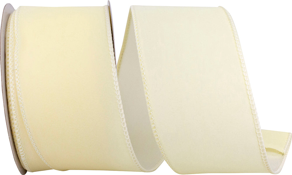 Ivory 2-1 2 Inch Velvet Color Wired Edge Ribbon for Wreaths & Bows