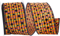 Plaid Felt Dots Wired Edge Ribbon 2-1/2 Inch Multi