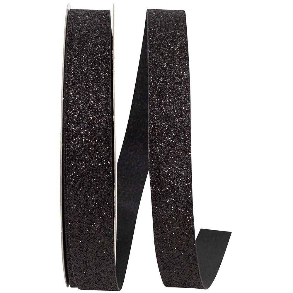 Glitter Black Ribbon 5/8 Inch for Wreaths and Bows