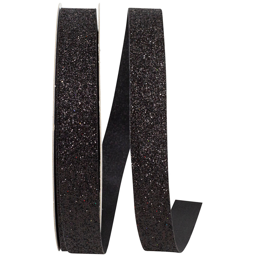 Glitter Black Ribbon 5/8 Inch for Wreaths and Bows