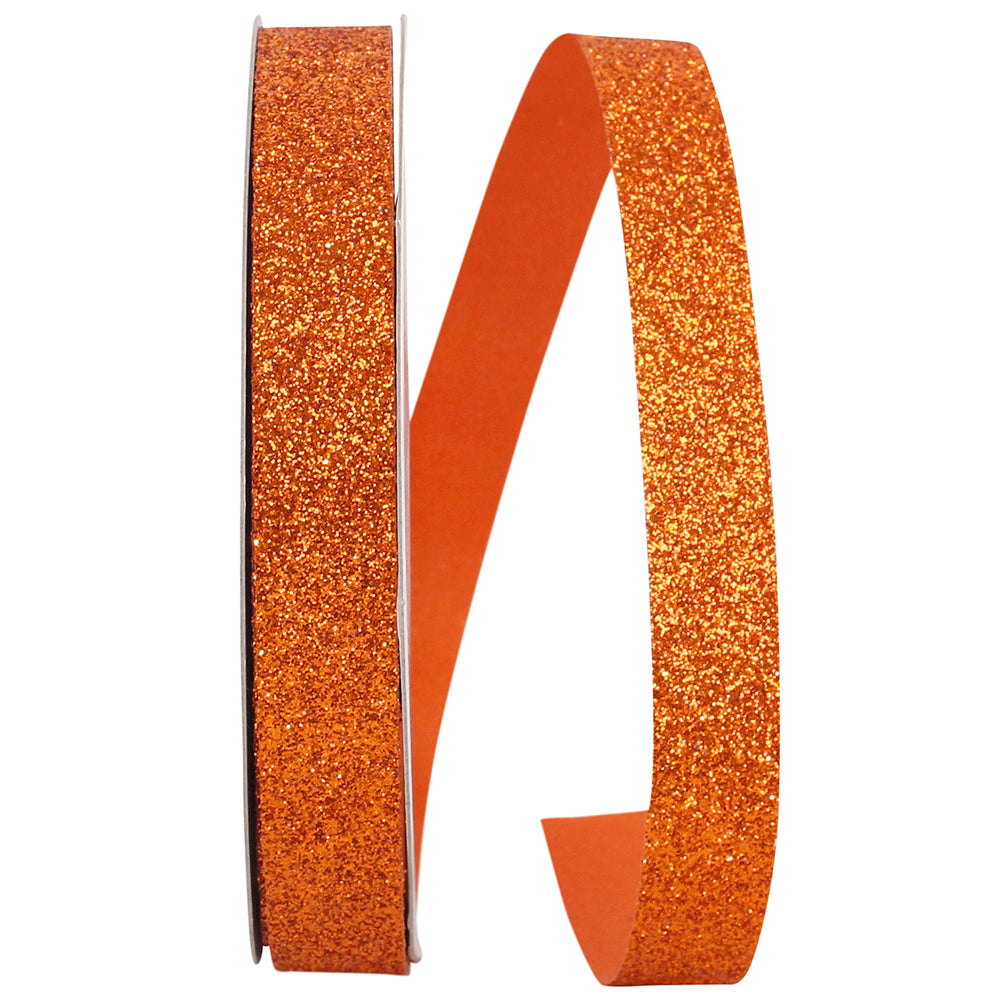 Glitter Orange 5/8 Inch Ribbon for Wreaths and Bows