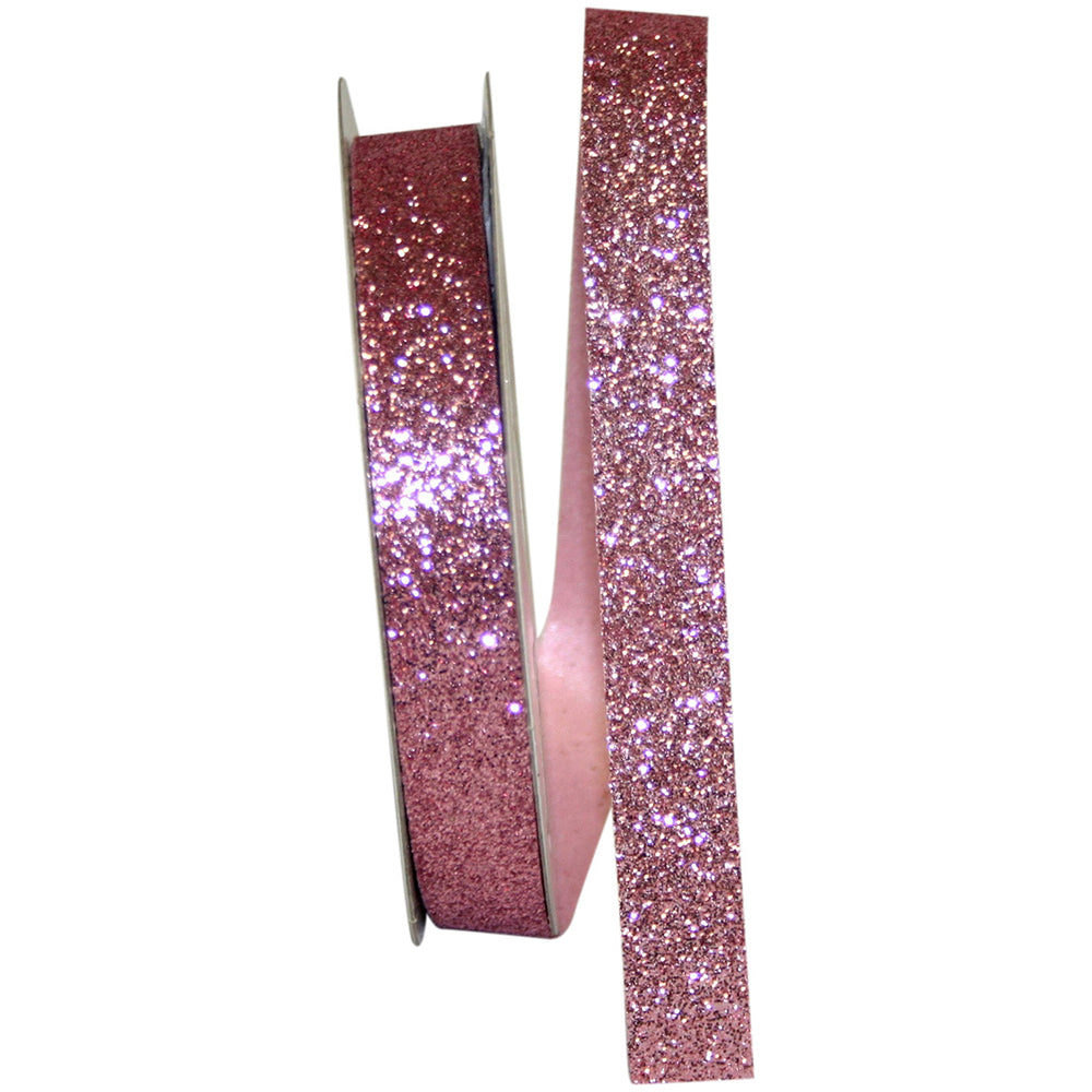 Pink Glitter Ribbon 5/8 Inch Metallic for Wreaths and Bows