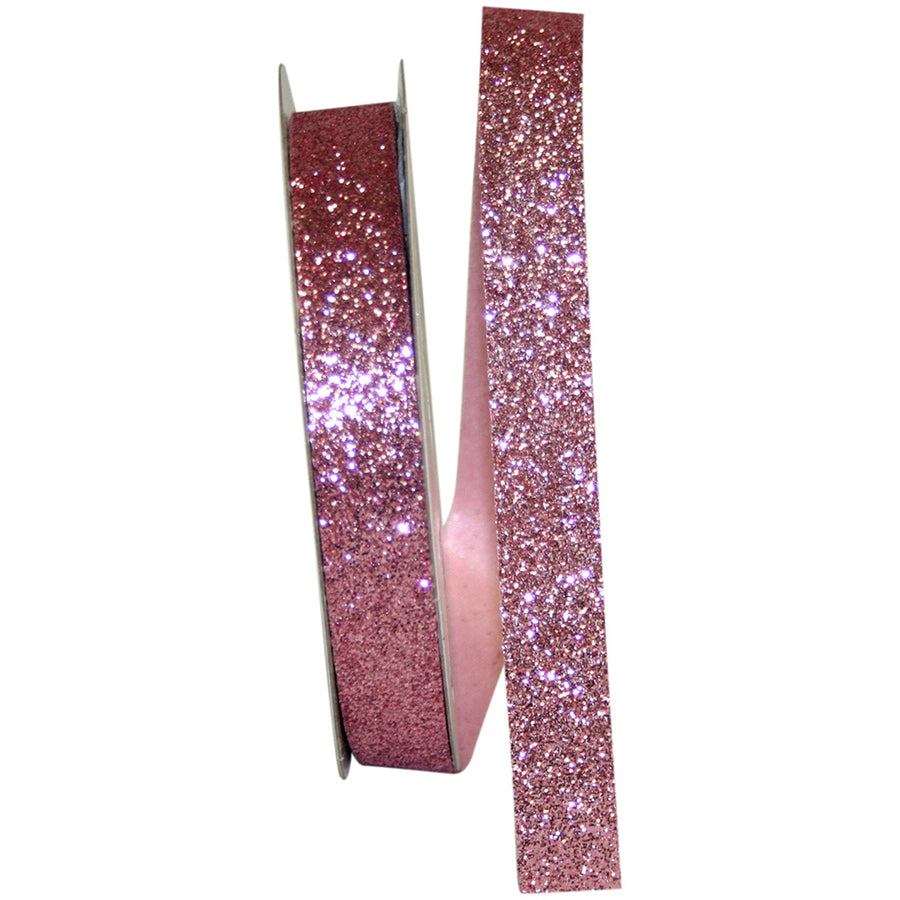 Pink Glitter Ribbon 5/8 Inch Metallic for Wreaths and Bows