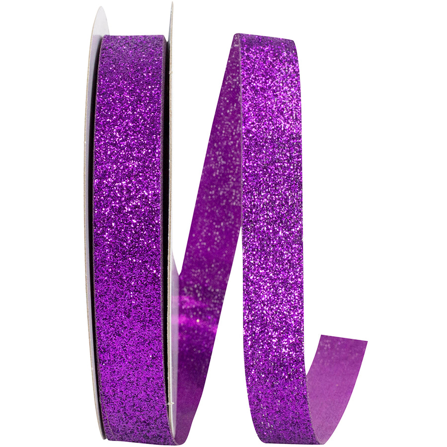 Purple Glitter Ribbon 5/8 Inch for Wreaths and Bows