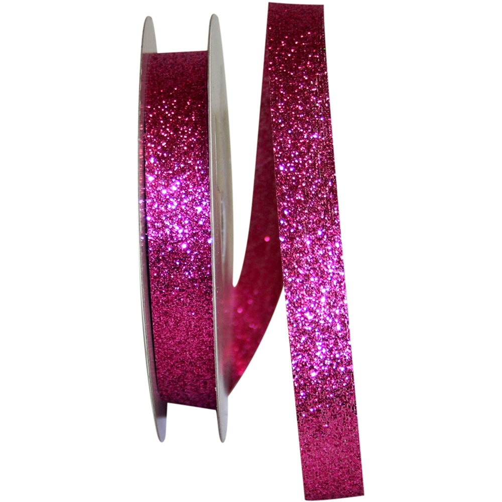 Fuchsia Glitter Ribbon 5/8 Inch for Wreaths and Bows