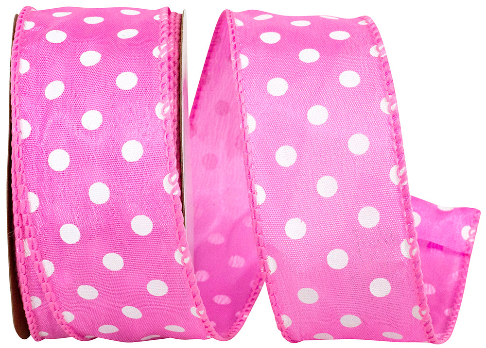 1-1 2 Inch Satin Striking Dots Wired Edge Ribbon for Wreaths & Bows