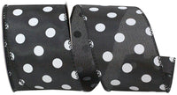 Black 2-1 2 Inch Satin Large Dots Wired Edge Ribbon for Wreaths & Bows