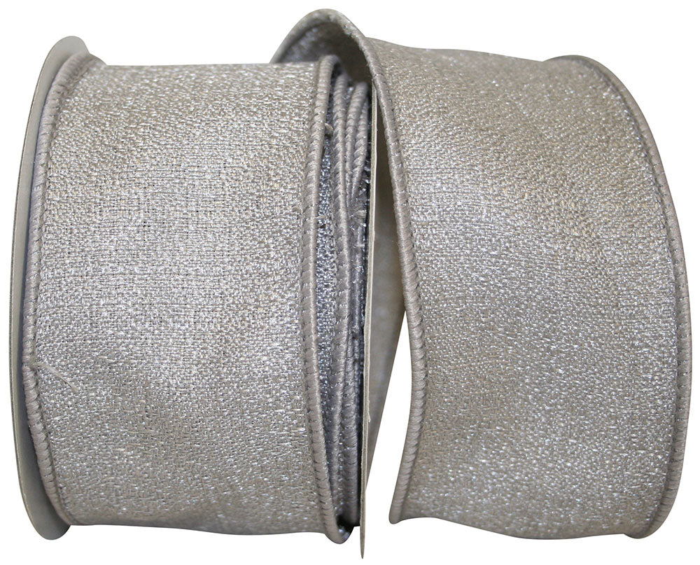 Grey 2-1 2 Inch Silky Grey Wired Edge Ribbon for Wreaths & Bows