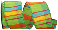Citrus Life Plaid Wired Edge Ribbon Green 2-1/2 Inch