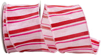 Pink Red 2-1 2 Inch Striped Romance Wired Edge Ribbon for Wreaths & Bows