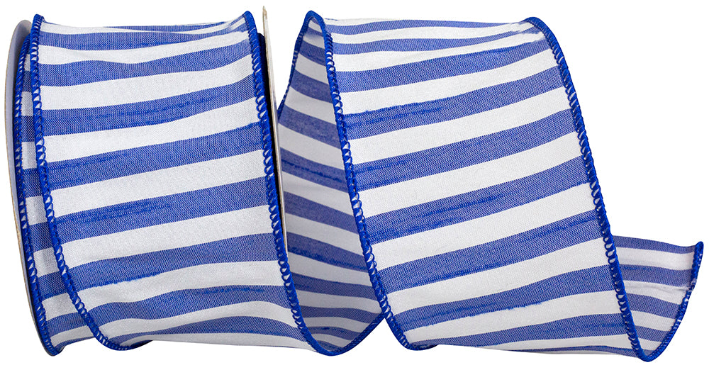 Royal 2-1 2 Inch Cabana Stripe Dupioni Wired Edge Ribbon for Wreaths & Bows