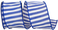 Royal 2-1 2 Inch Cabana Stripe Dupioni Wired Edge Ribbon for Wreaths & Bows