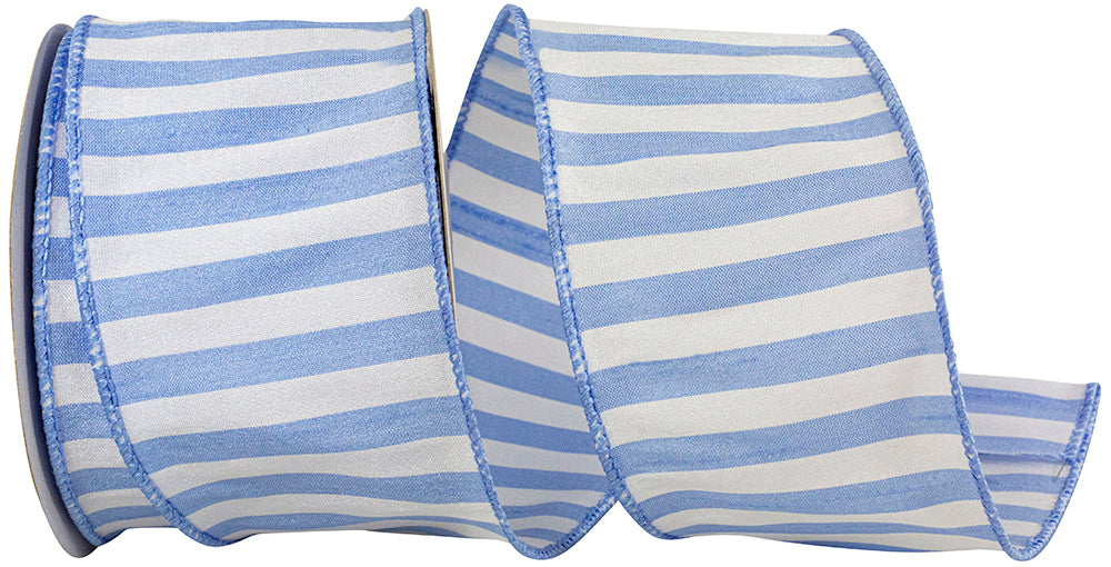 Iris 2-1 2 Inch Cabana Stripe Dupioni Wired Edge Ribbon for Wreaths & Bows