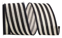 Black 2-1 2 Inch Stripe Hopsack Wired Edge Ribbon for Wreaths & Bows