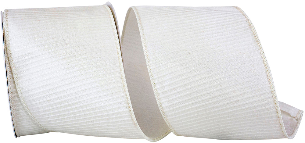 4 Inch White Pleated Metallic Lux Wired Edge Ribbon