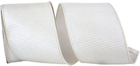 4 Inch White Pleated Metallic Lux Wired Edge Ribbon