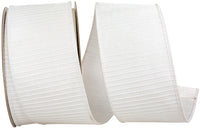 Pleated Metallic Lux Wired Edge Ribbon White 2-1/2 Inch