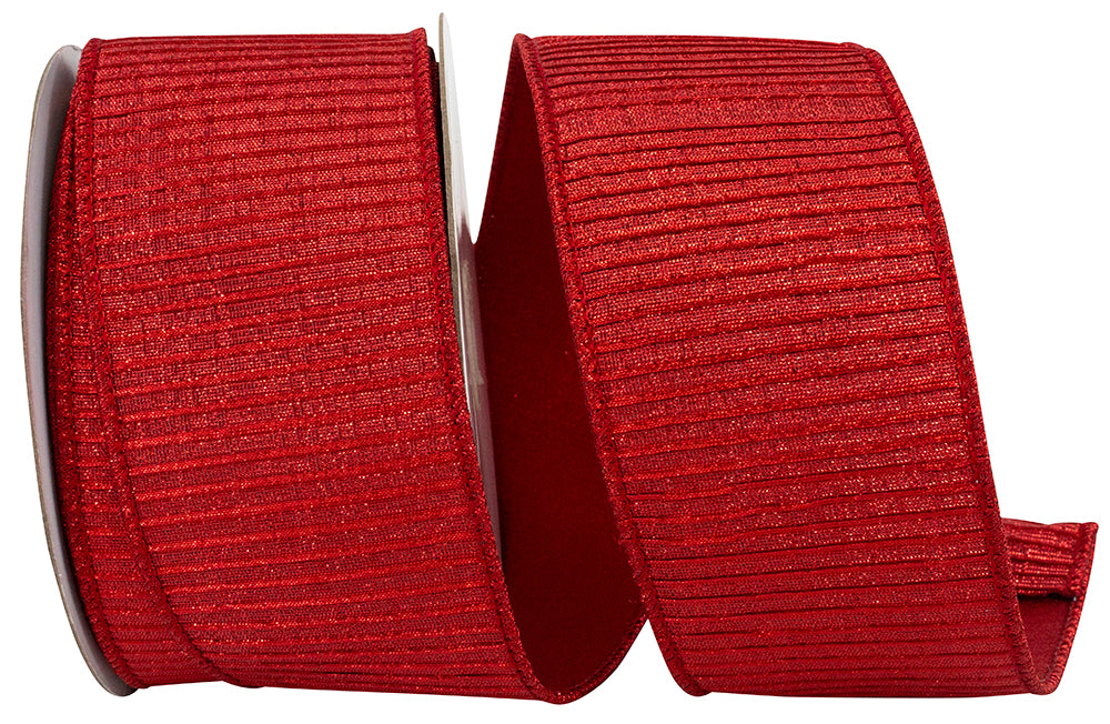 Red Metallic Lux Wired Edge Ribbon 2-1/2 Inch for Bows