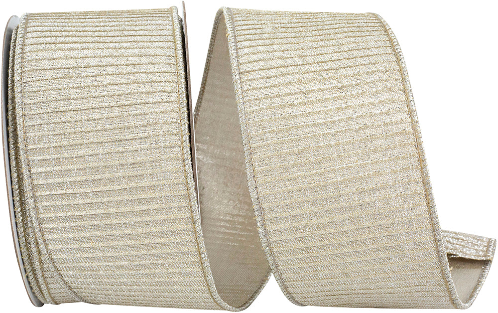Platinum Metallic Lux Wired Edge Ribbon 2-1/2 Inch