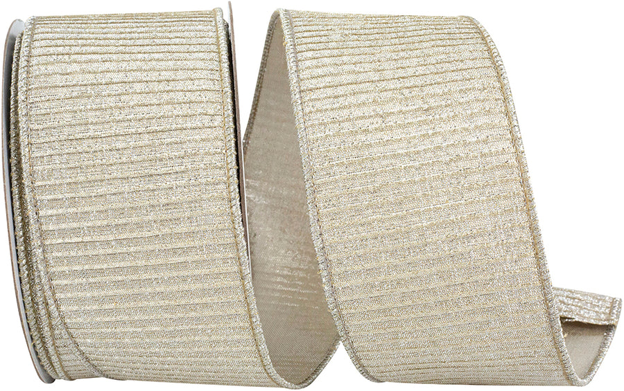 Platinum Metallic Lux Wired Edge Ribbon 2-1/2 Inch