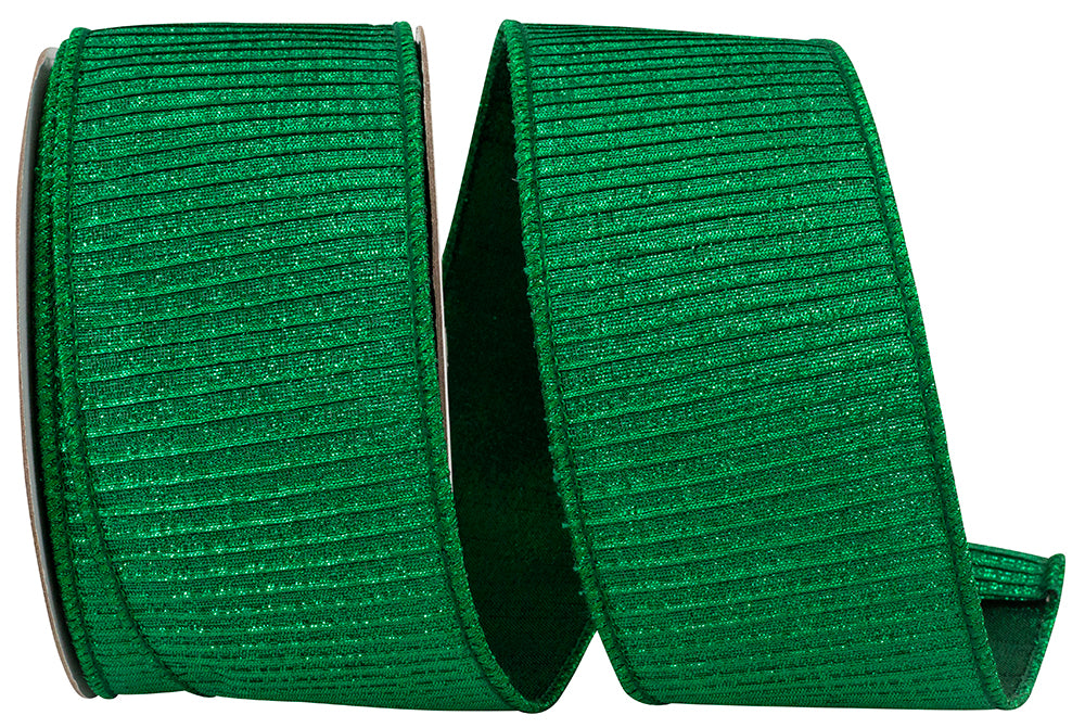 Emerald Metallic Wired Edge Ribbon 2-1/2 Inch for Bows