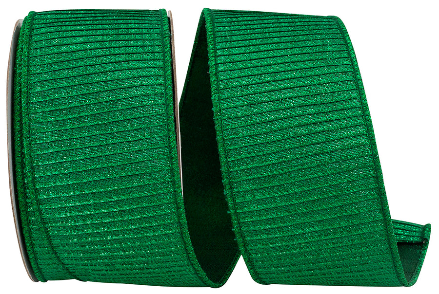 Emerald Metallic Wired Edge Ribbon 2-1/2 Inch for Bows